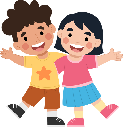 Illustration of happy children hugging